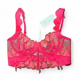 NWT For Love And Lemons Pink Heart Lace Bustier Top
